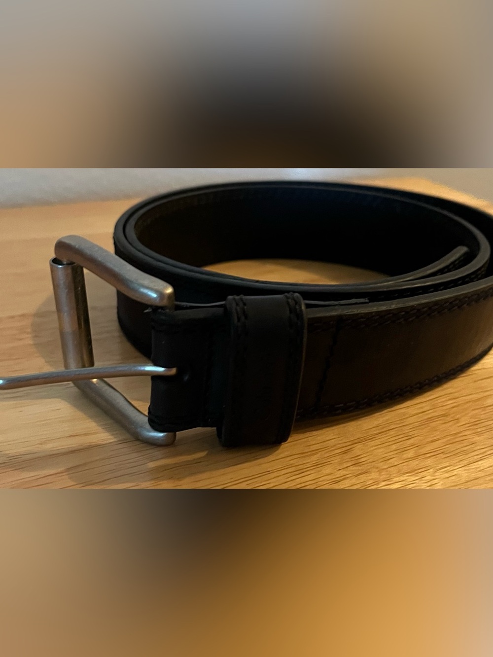 Columbia Black Leather Belt Bag Strap with Metal Buckle